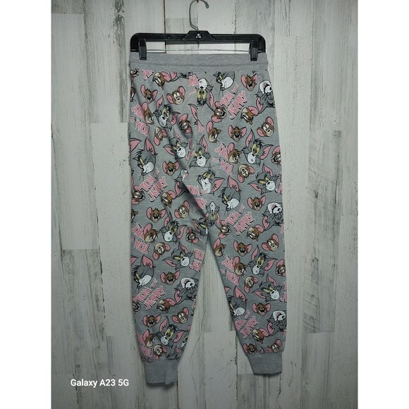 TOM & JERRY Gray Jogger SWEATPANTS Novelty Lounge Wear Pants Women's Size Medium - Picture 4 of 5